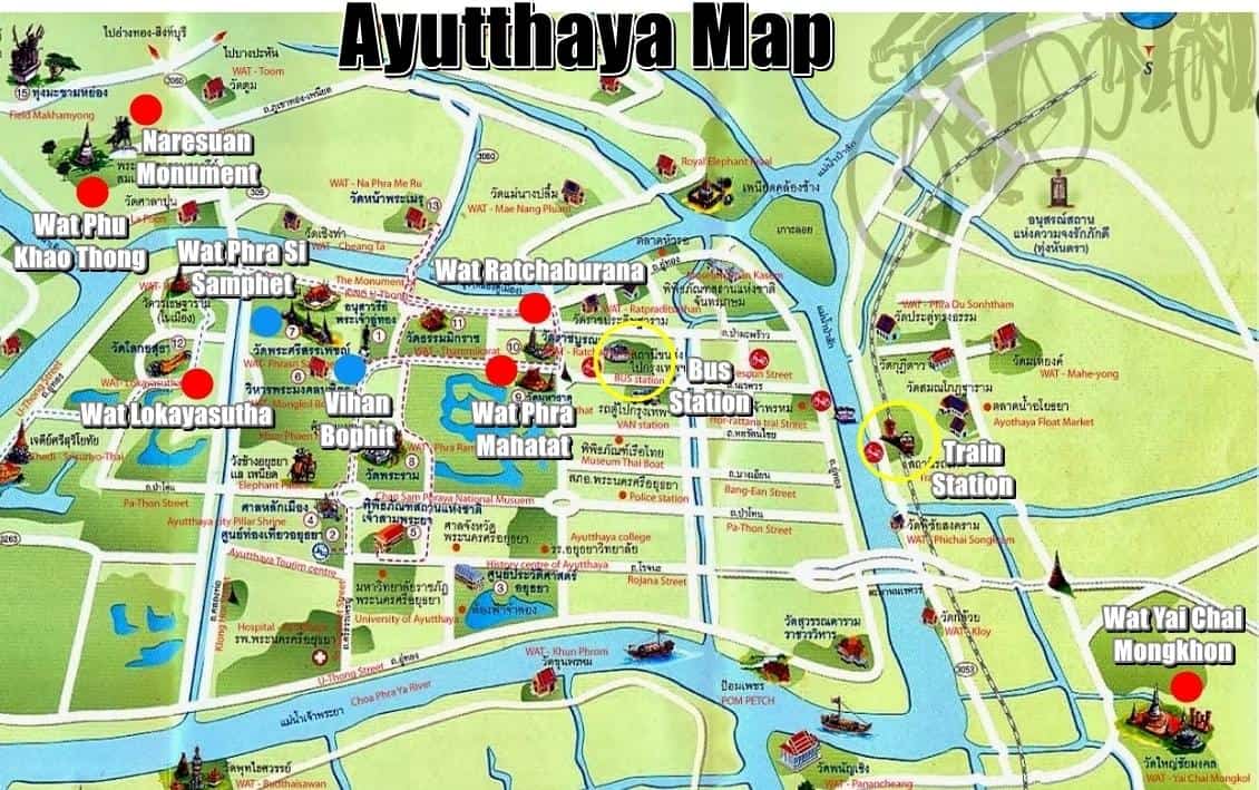 mapa de ayutthata, ayutaya, ayuthaya