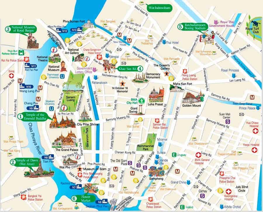 mapa del centro de bangkok