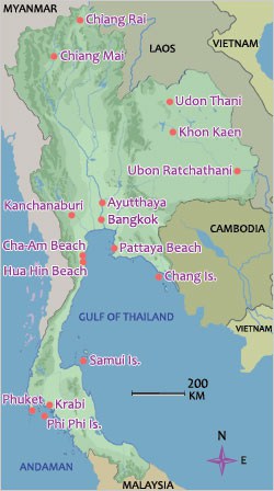 mapa de tailandia, en tailandia